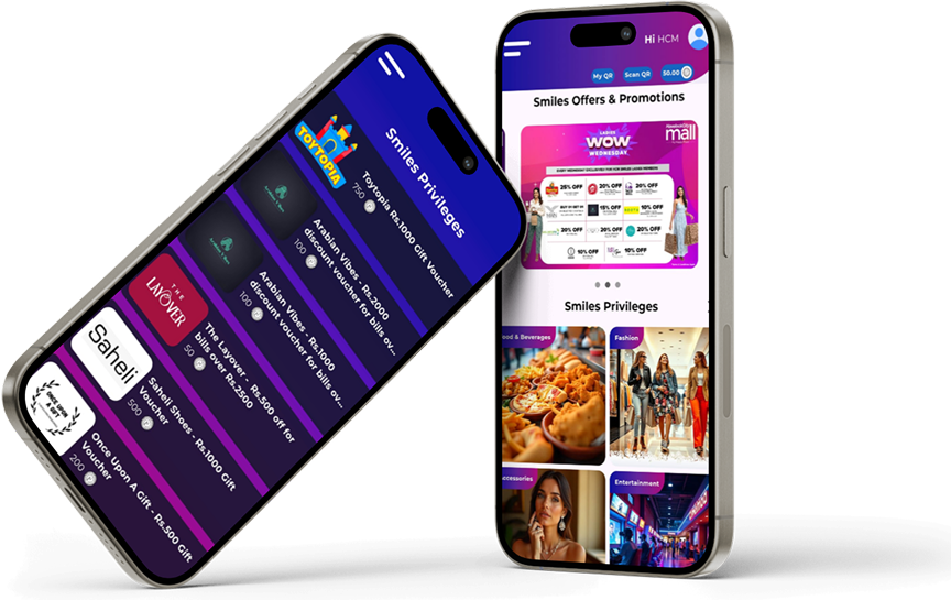 HCM Smiles app screens on mobile phones