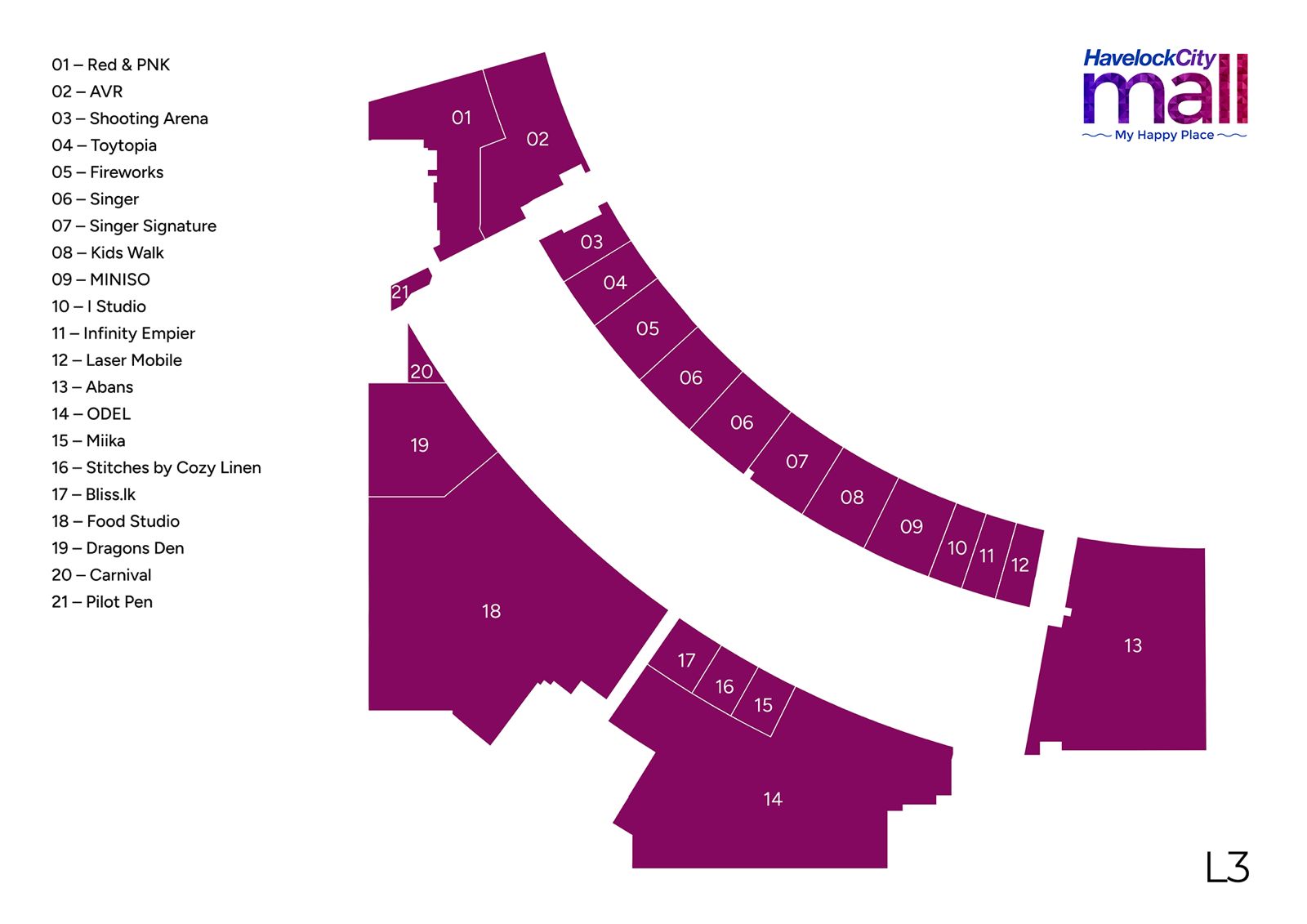Mall floor plan showing Fireworks location