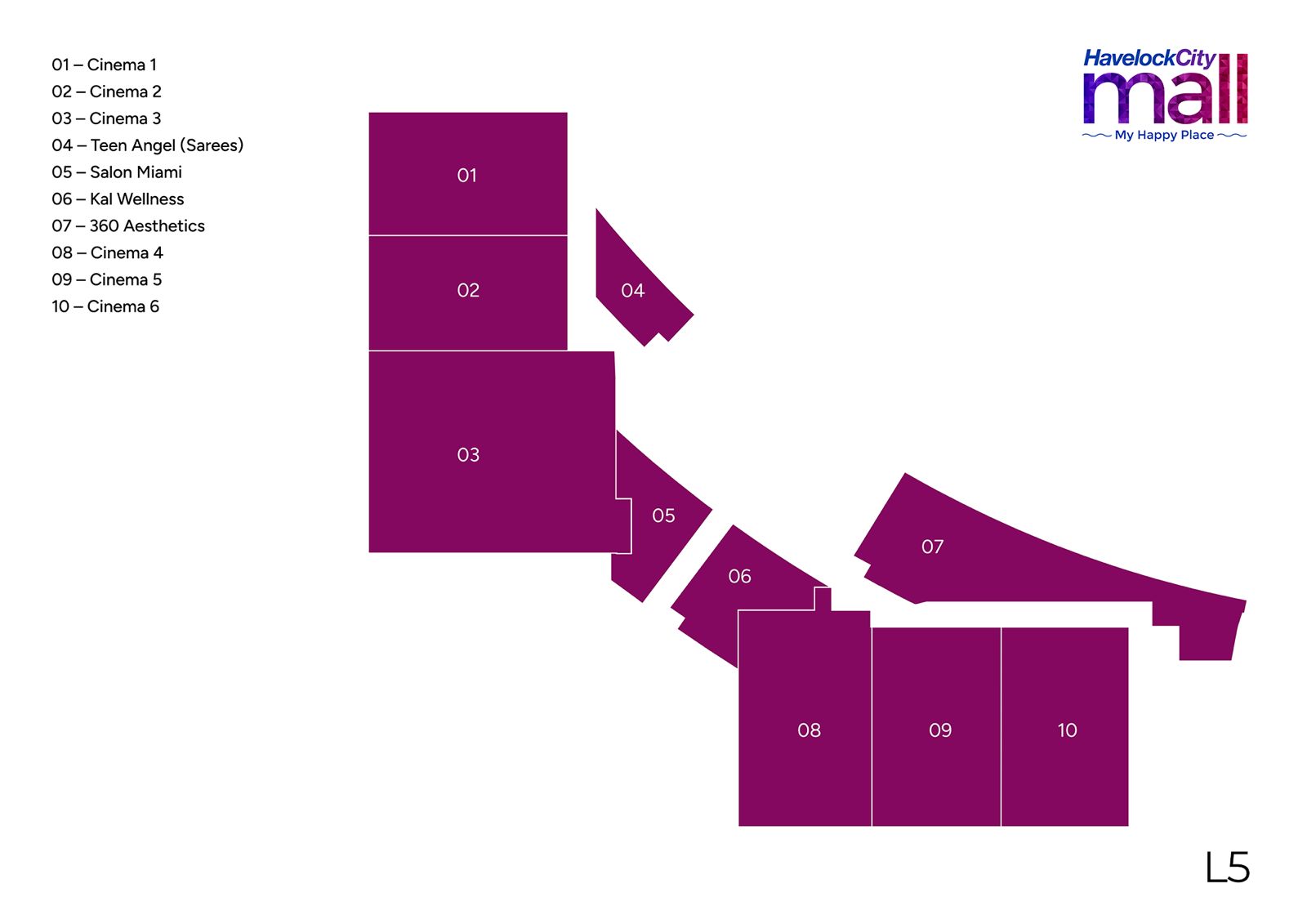 Mall floor plan showing Salon Miami location